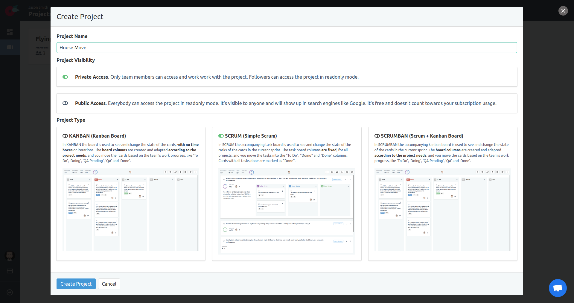 Project Tutorial - Create Project Modal