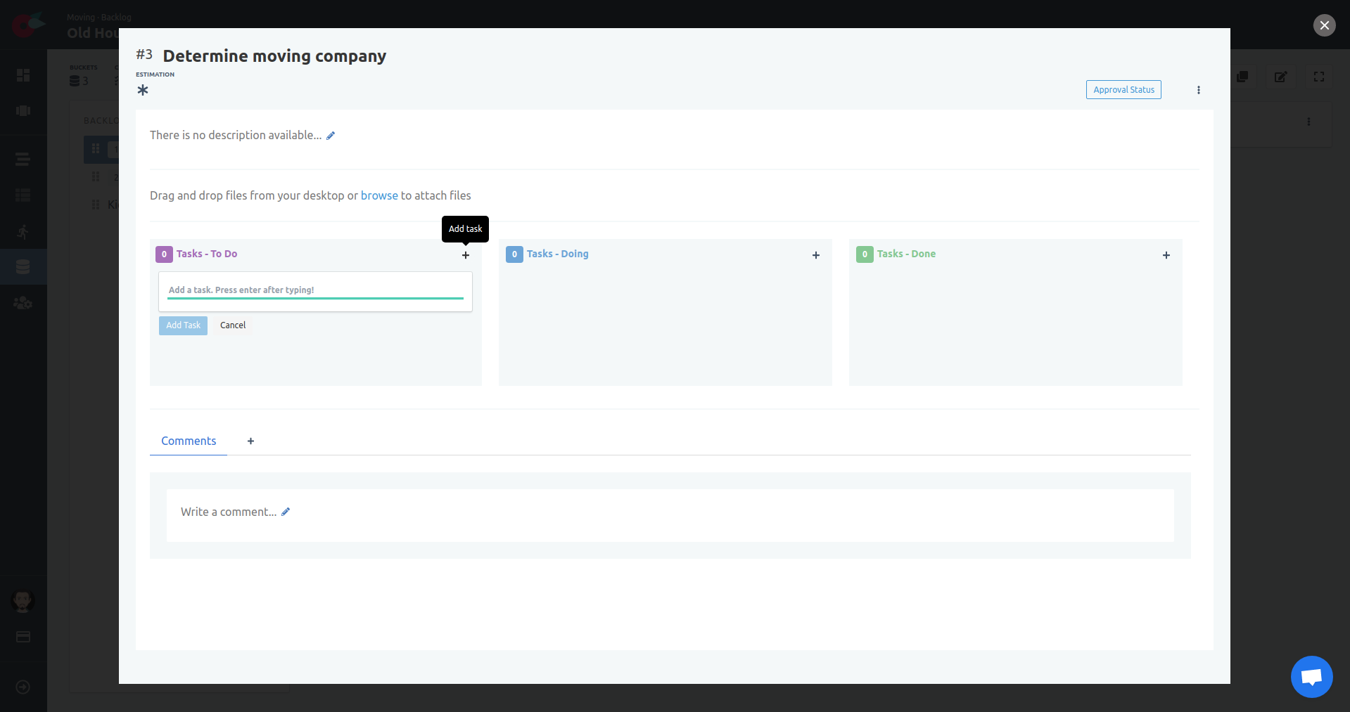 Project Tutorial - Backlog - Add card input