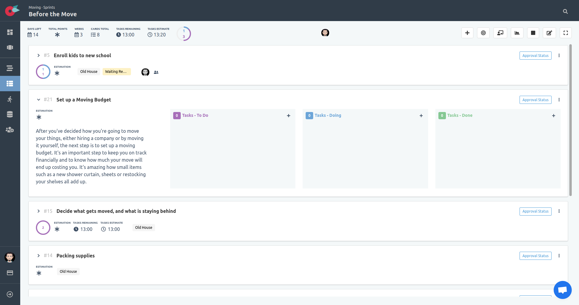 Project Tutorial - SCRUM Board - Expanded - Next - Saved description