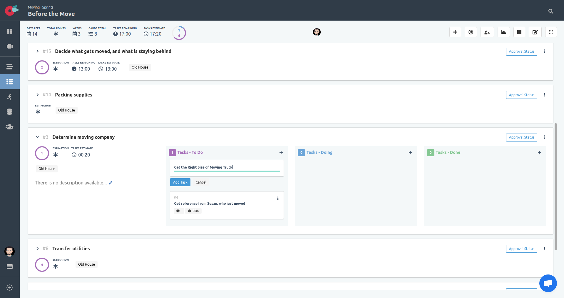 Project Tutorial - SCRUM Board - Tasks - Add