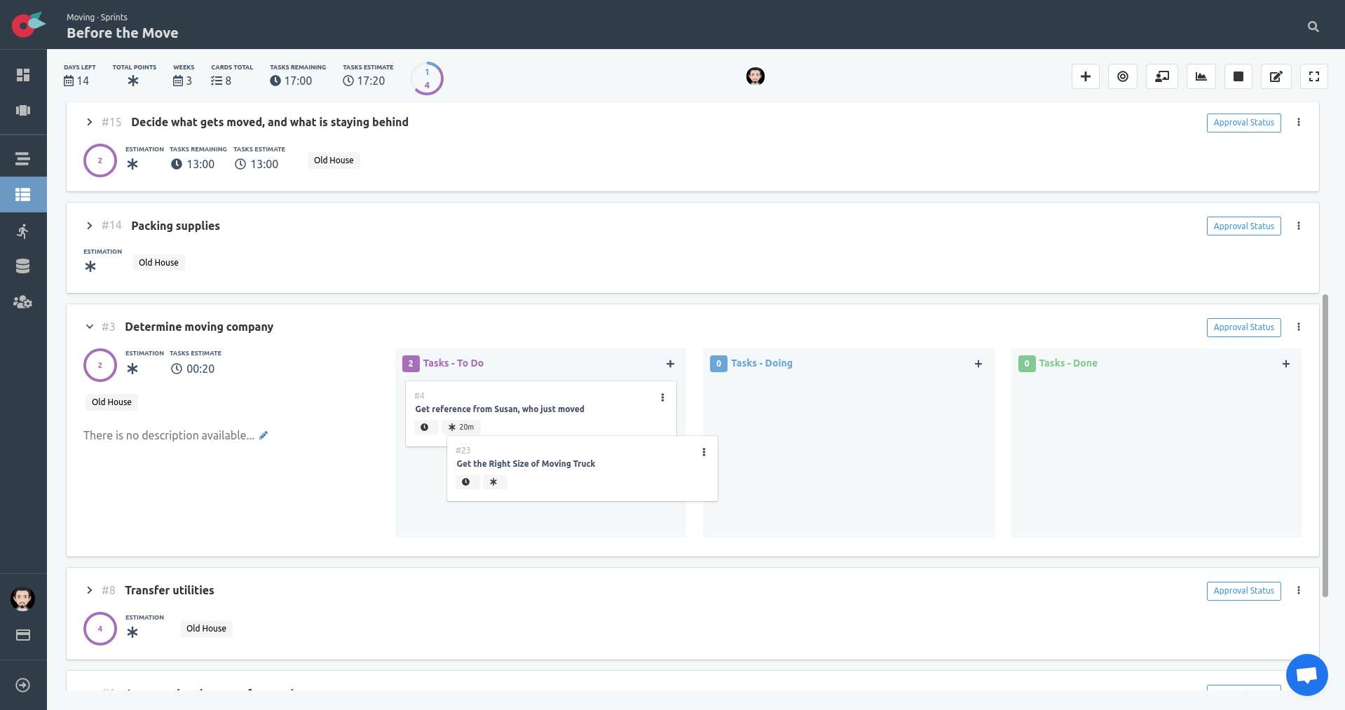 Project Tutorial - SCRUM Board - Tasks - Reorder