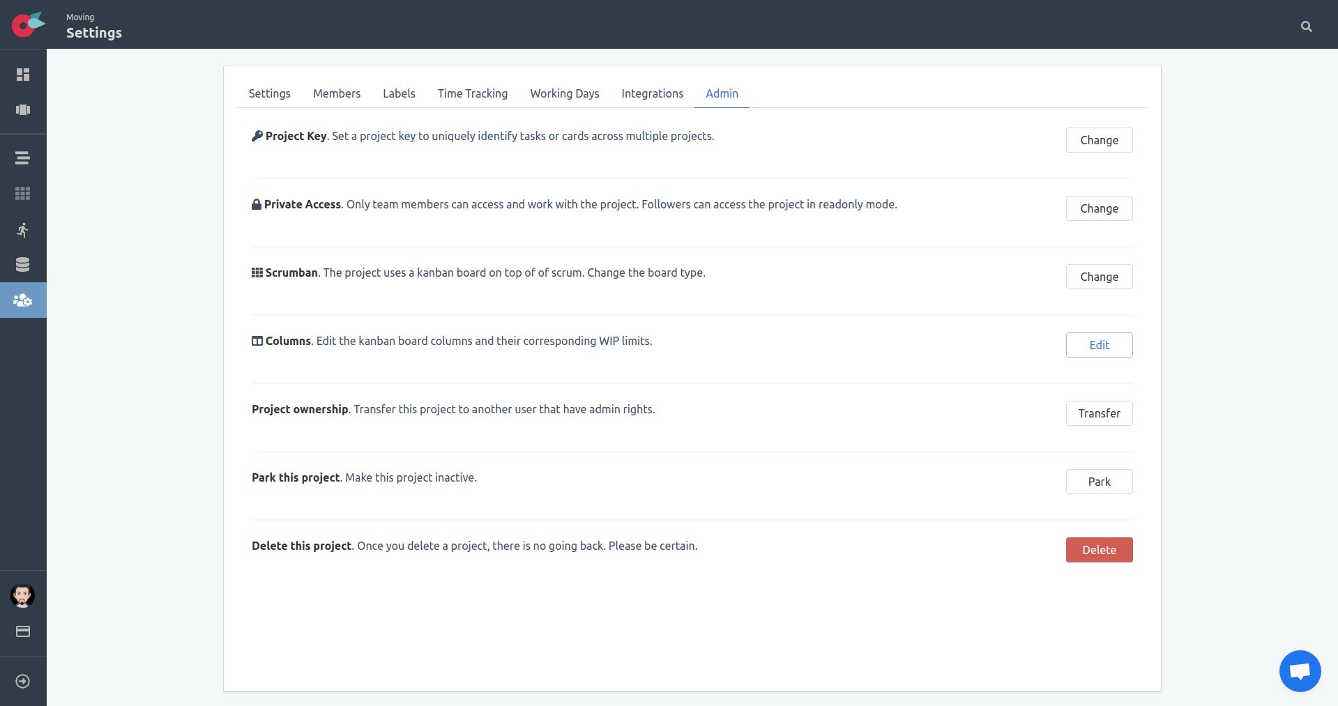 Project Tutorial - Project Settings - Board type Scrumban