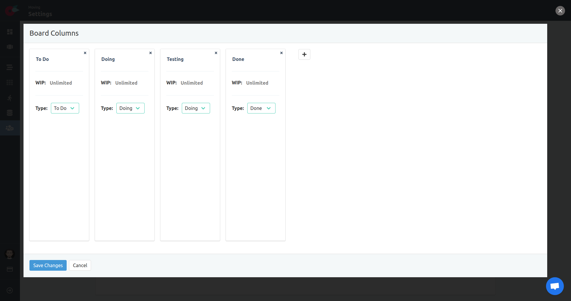 Project Tutorial - Project Settings - Board columns