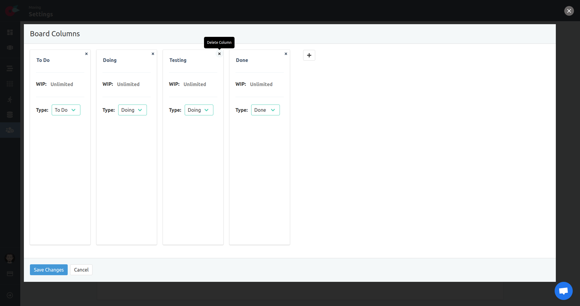 Project Tutorial - Project Settings - Board columns - Delete