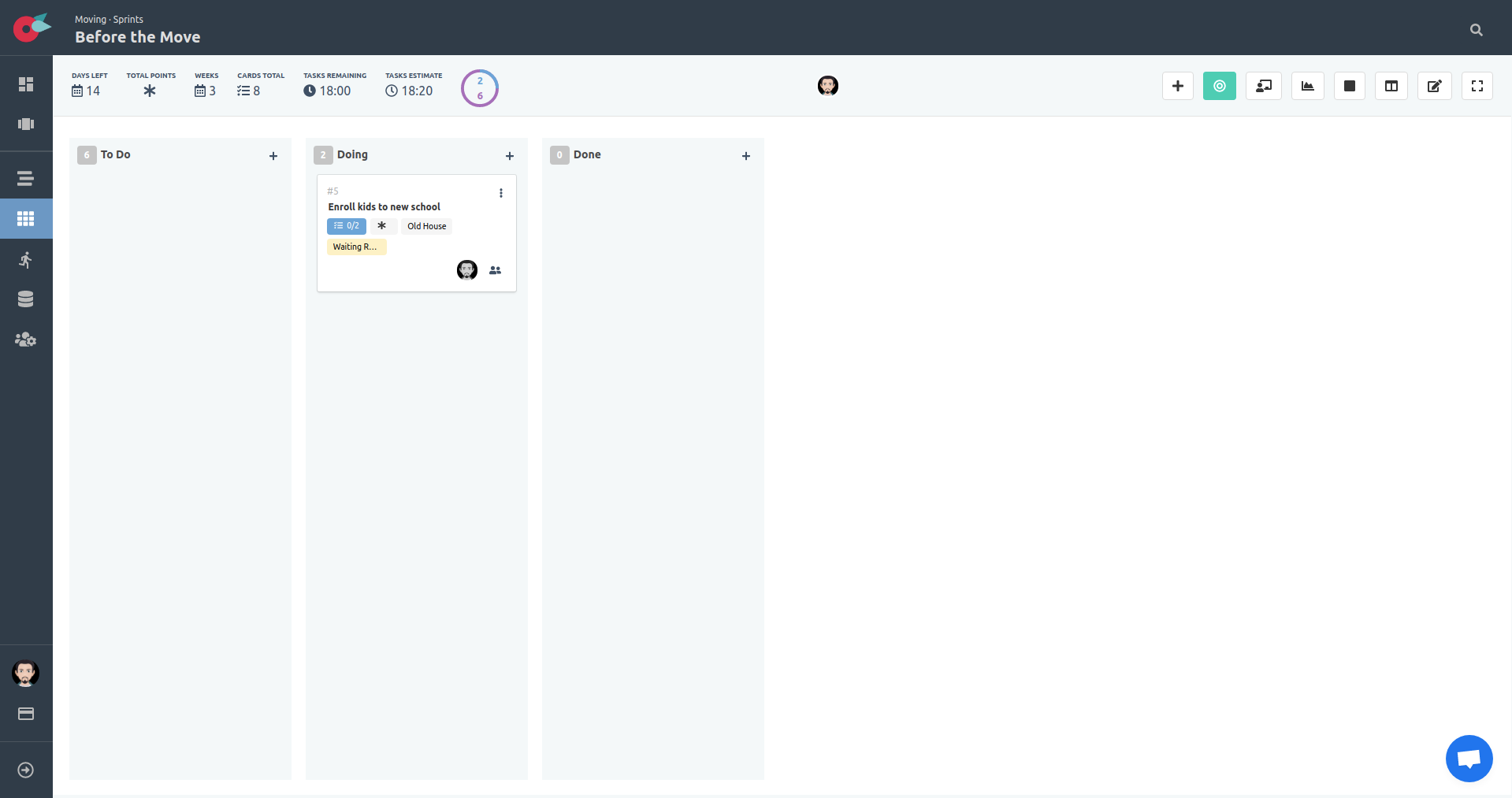 Project Tutorial - Project Settings - Scrumban Board - Filter button active