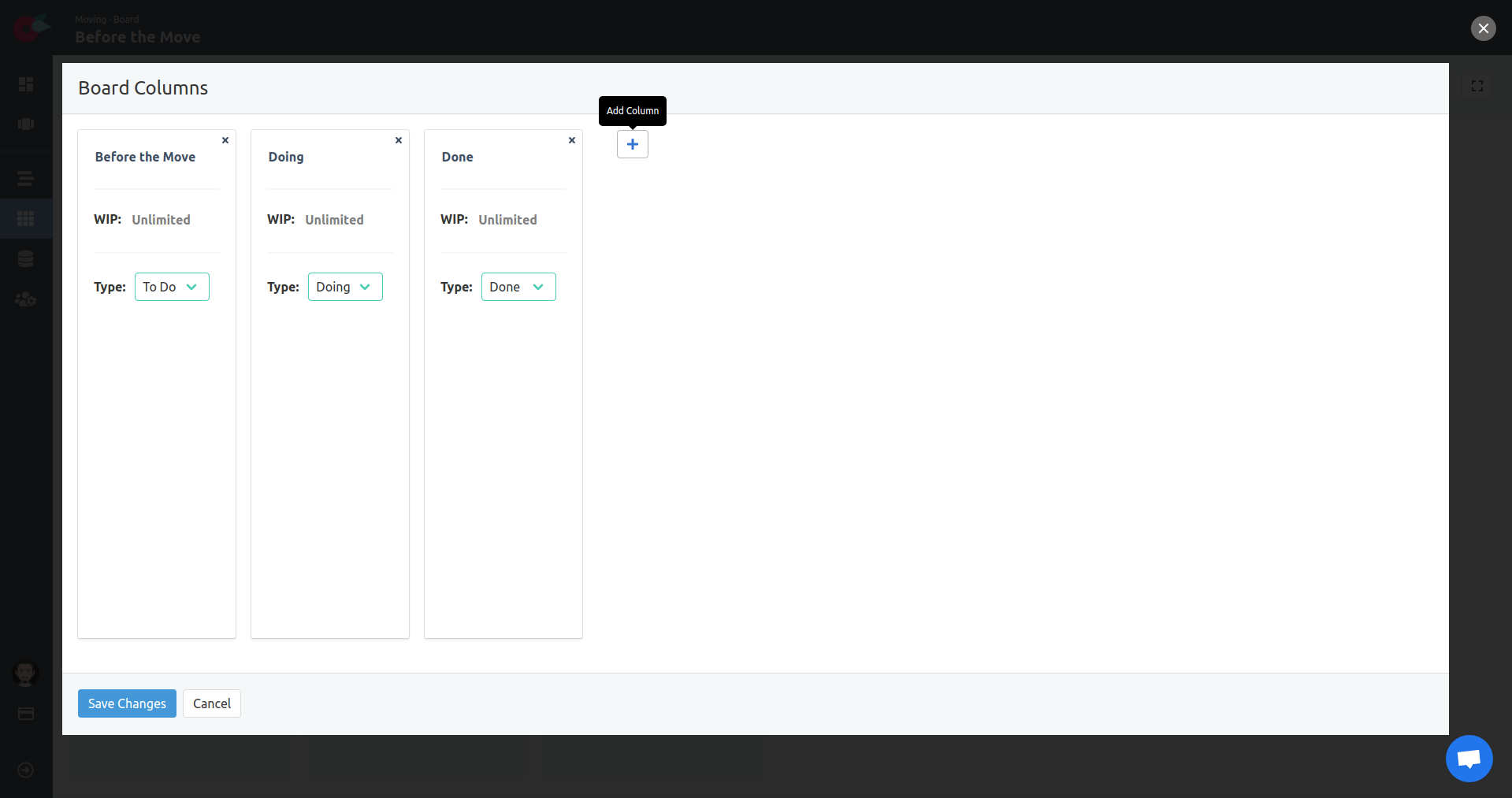 Project Tutorial - Project Settings - Board Columns - Add