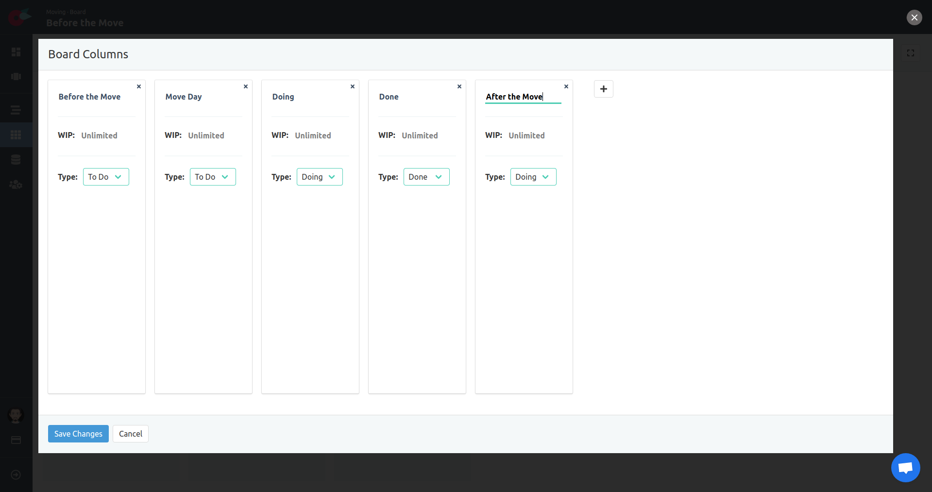 Project Tutorial - Project Settings - Board Columns - Add